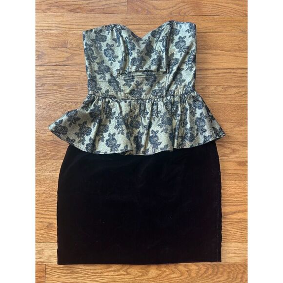 Hearts Dresses & Skirts - Vintage 80s SWEETHEART PROM STRAPLESS Boned Mini Gold PARTY COCKTAIL DRESS Sz 5